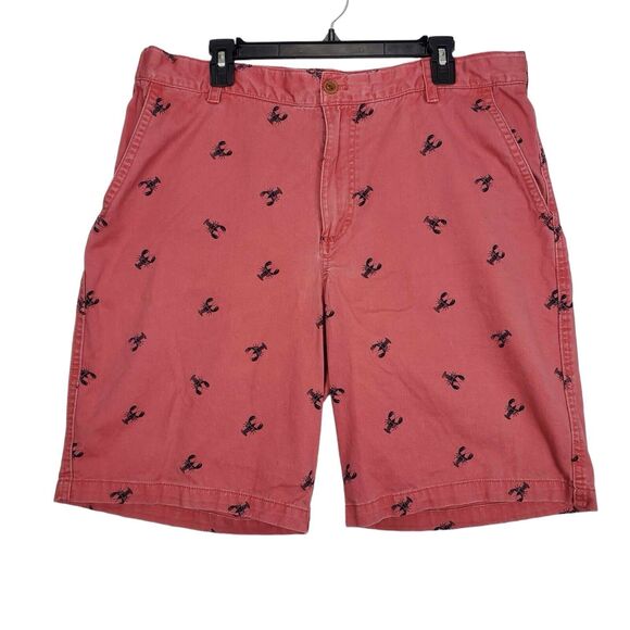 IZOD Other - IZOD Saltwater Lobster Print Shorts Mens Size 38 Red Nautical Boat Casual Denim
